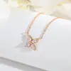 Colar de Flor de Zircônia Super Brilhante Estilo Francês, Colar de Aço Titânio de Luxo Leve, Não Desbota, Empilhável, Versátil, Estoque de Fábrica