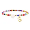 2026 Novo Pulseira de Letras 26 Coração Transfronteiriça Europeia e Americana, Pulseira Colorida de Miçangas Dopamina Personalidade de Nicho para Mulheres