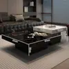Mesa de café minimalista de piedra estilo italiano, Muebles modernos de lujo ligero para sala de estar, Sofá Lawrence de combinación cuadrada para apartamentos pequeños de alta gama
