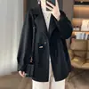 Abrigo de Lana con Botones Estilo Chino para Mujer de Longitud Media Otoño e Invierno Abrigo de Lana Holgado con Solapa de Cuello Alto para Personas Petitas