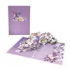 Cartão de Cumprimentos 3D Flor de Glicínia Novo Produto Transfronteiriço, Cartão em Branco 3D Borboleta Personalizável, Cartão para Mensagem de Bênção Manuscrita