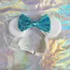 Acessórios de cabelo novos com laço de lantejoulas para crianças, tiara decorativa para parque de diversões, faixa de cabelo elástica ajustável de nylon