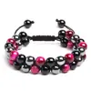 Pulsera de Ojo de Tigre Ojo de Gato Doble Fila Pulsera de Obsidiana con Venas Rojas Turquesa Pulsera de Fantasma Verde Pulsera de Piedra Natural