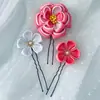 Horquilla de Flor de Jade Hetian y Sakura, Empaquetada Individualmente, Nuevo Estilo Chino Ceremonia de Apertura Accesorio para el Cabello Rojo Retro, Hecho a Mano