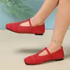 E-commerce Transfronteiriço Tamanho Grande Outono 2026 Novos Sapatos Mary Jane Femininos Bico Quadrado Slip-on Tecidos Planos Sapatos Individuais Atacado