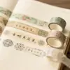 Cinta Washi Estilo Vintage Personalizada, Papelería para Diario, Decoración de Álbum de Fotos, Pegatinas Estampadas en Oro, Cinta Washi para Planificador, Pegatinas Decorativas Estilo Chino