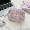 510191 Nova Bolsa Quadrada Pequena de Pelúcia Outono e Inverno Portátil de Mão Bolsa para Produtos de Skincare Necessaire Bolsa Fofa de Grande Capacidade