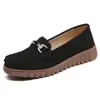 Novos Sapatos de Couro Femininos de Outono, Sapatilhas Versáteis de Couro Camurça, Sapatos Beanie de Couro Genuíno, Sapatilhas Foscas, Sapatos Femininos Antigos de Pequim