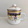Caneca de esmalte grossa jarra de chá de grande capacidade caneca de água nostálgica estilo antigo caneca de esmalte de grau alimentício retrô com tampa caneca de café