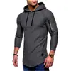 Nuevo suéter largo jacquard para hombre de otoño e invierno con capucha de cuello redondo, manga larga, cremallera en el brazo, costuras, estilo europeo y americano