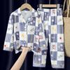 Pijamas de Primavera y Otoño para Niños de Manga Larga para Niños Bebé Talla Extra Niños Gorditos y Niñas Solapa Traje para Estar en Casa