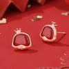 Aretes de tuerca de serpiente de la suerte de ágata roja de moda nacional para mujer plata esterlina 925 doce zodiaco serpiente aretes de estilo chino nuevo joyería de Año Nuevo