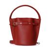 Bolsa Cubo de Cordón con Hebilla de Cuero 2019 para Mujer, Bolso de Hombro y Cruzado Versátil, Bolso de Mano de Cuero Genuino de Lujo Ligero