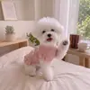 Vestido de mascota acanalado de doble capa con dobladillo con volantes, adecuado para primavera, otoño e invierno, proporcionando calidez y un aspecto de princesa; también incluye una camiseta interior acanalada