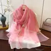 Bufanda Delgada de Perlas de Phnom Penh para Primavera y Verano, Chal de Color Sólido Versátil para Mujer, Bufanda Larga de Seda Estilo Coreano