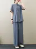 Verano 2024 Nuevo Estilo Chino Retro Holgado Delgado Casual Temperamento Zen Ropa de Té Ropa de Yoga Traje de Tai Chi para Mujeres