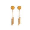 Un Ciervo Plata Esterlina S925 Chapado en Oro Cera de Abejas Retro Ruyi Aretes Largos Elegantes de Moda con Borla Redonda
