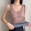 Chaleco Térmico Forrado de Felpa Espesa Super Suave Ropa Interior Térmica Sexy Cuello en V Profundo Ajustado Camisa Base Interior Top Térmico para Mujer