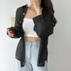 Camisa de Seda de Gelo com Proteção Solar Feminina de Fábrica Verão Fina Design de Cardigã Nicho Blusa Solta Camisa Jaqueta Top