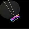 Desenho animado ins Colar de aço de titânio Carta de hip-hop masculina e feminina Simples personalizado Celebridade da Internet Pingente sem cor Corrente de lã combinando