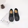 Zapatos de Cuero para Mujer Planos, Estilo de Nicho, Moda, Corte Profundo, Punta Dividida, Tejidos a Mano de Cuero Genuino, Otoño