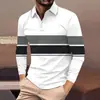 Polo Elegante de Novo Estilo Transfronteiriço Manga Longa Camisa Polo Independente Botões Masculino Casual Gola Lapela Amazon Europa e América