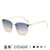 Nuevas gafas de sol de ojo de gato personalizadas europeas y americanas con la letra F para mujer, gafas de sol de alta gama para fotografía callejera, tendencia de gafas sin montura de metal.