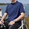 [Piqué de Oxígeno Helado] Camisa Polo de Malla Transpirable para Hombre de Manga Corta de Verano con Cuello Camisero Top de Color Sólido Elegante para Negocios