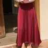Falda Transfronteriza 2024 para Mujer Otoño Europeo y Americano Nueva Elegante de Cintura Alta Satín Satín Larga