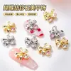 Novos Acessórios de Unha com Laço de Zircônia, Pingente de Coração Super Brilhante Tridimensional, Metal Rhinestones Dourados e Prateados para Unhas DIY Usáveis