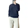 Suéter de Punto Popular Europeo de Talla Grande con Mangas Largas para Hombre, Camisa Polo con Cuello, Estilo de Negocios, Realza Músculos, Venta al por Mayor de Fábrica