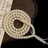 Pulsera de múltiples hilos de cuentas cilíndricas estilo antiguo de raíz de Bodhi color amarillo lechoso natural para manualidades, Pulsera DIY de semilla de Bodhi al por mayor
