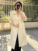 Novo Trench Coat Feminino 2026, Comprimento Médio, Primavera e Outono, Estilo Coreano de Alta Qualidade, Acinturado, Casaco de Botão Duplo