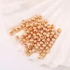 Miçangas espaçadoras que preservam a cor miçangas sólidas cobre folheado a ouro 18K com ouro real miçangas redondas de furo reto liso pulseira DIY pequenas miçangas douradas D40