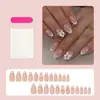 Unhas de Amêndoa Transfronteiriças Europeias e Americanas Unhas Usáveis Laço Doce Patch Simples Manicure Unhas Postiças Europeias e Americanas Unha Pronta