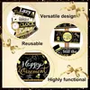Decoraciones para Fiesta de Jubilación Oro Negro Banner Feliz Jubilación Globo Logo de Jubilación Palo de Naipes Banner para Patio