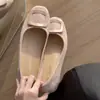 2026 Tendência Confortável Aumento de Altura Estilo Coreano Bico Redondo Fivela Quadrada Raso Slip-On Sapatos Femininos Outono Novo Modelo Slip-On para o Trabalho Sapatos Femininos