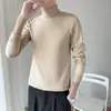 Suéter Sencillo de Color Sólido con Cuello Redondo para Hombre, Estilo Coreano Otoño e Invierno Ajuste Delgado Pulóver, Prendas de Punto Base Versátiles Casuales