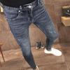 Pantalones vaqueros rasgados para hombre de European Station, ajustados, de marca de moda, estilo coreano, informales, de verano, de mendigo