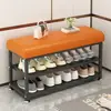 Banco de troca de sapatos de luxo para entrada de casa, armário de sapatos integrado com assento, sapateira de aço carbono