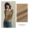 Cardigã de tricô feminino pequeno com decote V, novo casaco suéter de manga longa slim fit para primavera e outono, top versátil de cor sólida