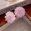 Pendientes de Flor de Gasa Estilo Mori Super Hada Pendientes Dulces de Pin Plateado Estilo Vacaciones Pendientes de Pétalos de Malla Francesa Suaves para Mujer
