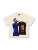 2025 Cross-border New Messi Futebol vintage Camiseta de manga curta American Street Retro Heavy Cotton Camiseta da moda