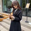 Moda Otoño e Invierno Nuevo Simple Color Sólido Solapa Atado Pequeño Hasta la Rodilla Adelgazante Lana 100% Lana Doble Cara Abrigo