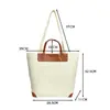 Bolsa de lona exclusiva para exportação com quatro cantos de couro PU, bolsa tote criativa, bolsa promocional para presente, impressão de logotipo personalizada disponível