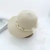 Estilo Francés Cinta de Malla Lazo Ala Ancha Sombrero de Playa Juego en la Costa Sombrero de Paja Protector Solar y Sombrilla para Mujer Sombrero de Pescador