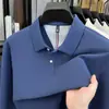 Camisa Polo de Algodón Puro con Cuello y Mangas Largas para Hombre de Primavera y Otoño Tops Casuales para Hombre Camiseta de Color Puro Piqué 100% Algodón para Hombre