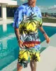 Comercio Exterior Transfronterizo Nuevo Dibujo Animado Traje Deportivo Digital 3D para Hombre Traje Casual de Pantalones Cortos de Manga Corta