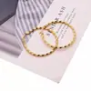 Pendientes Retro Barrocos Franceses de Flor Retorcida Pendientes de Anillo Mobius Acero Inoxidable Chapado en Oro de 18K Pendientes Retorcidos