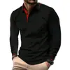 Camisa polo de manga larga para hombre, nueva de otoño y primavera, europea y americana, de color liso, diseño simple, polo casual